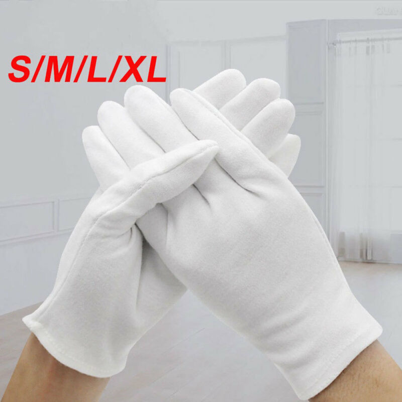 6 Pairs/set Men Golf Gloves Handling Work Hands Protector Soft Costume Jewellery Cotton White Gloves Unisex