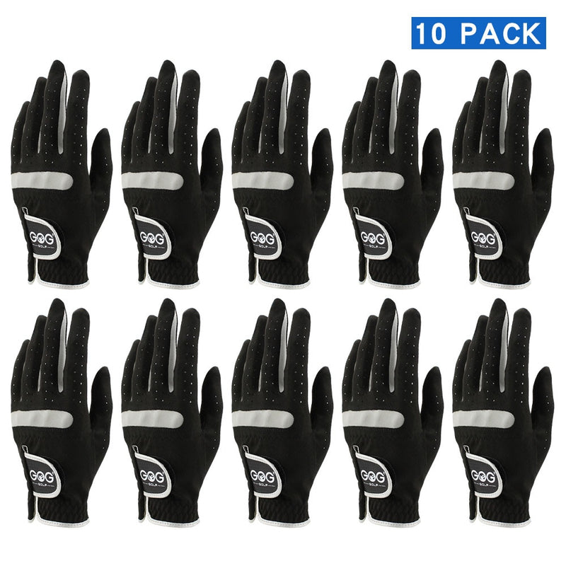 Pack of 10 PCS Men's golf gloves Breathable Black Soft Fabric Brand GOG Golf Glove Left Hand Drop Ship