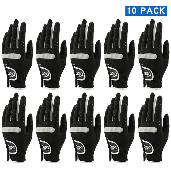 Pack of 10 PCS Men's golf gloves Breathable Black Soft Fabric Brand GOG Golf Glove Left Hand Drop Ship