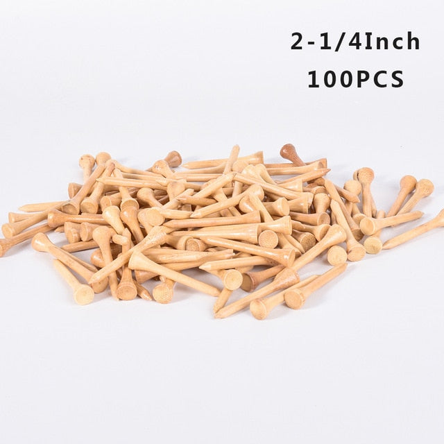 100Pcs Golf Tees Bamboo 83mm 70mm Unbreakable Tee Golf Training Swing Practice Accessories Less Friction Stronger 4 Size Bulk