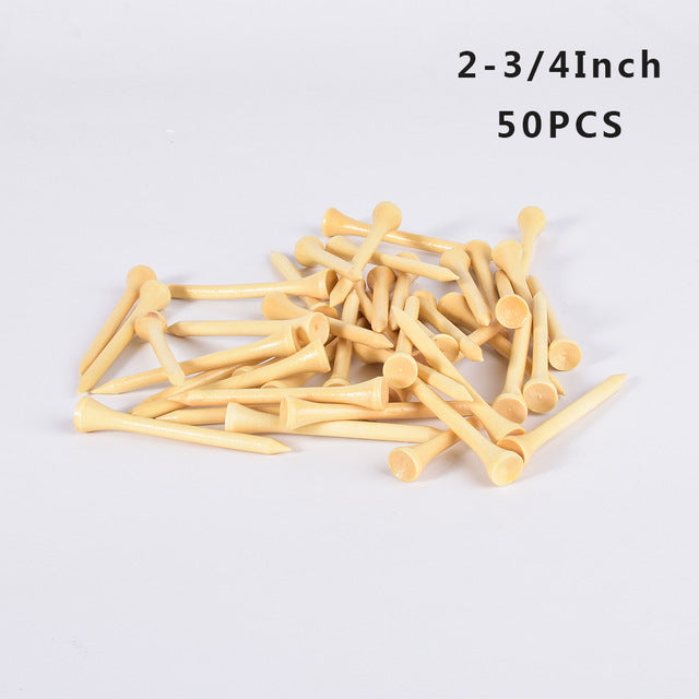 100Pcs Golf Tees Bamboo 83mm 70mm Unbreakable Tee Golf Training Swing Practice Accessories Less Friction Stronger 4 Size Bulk