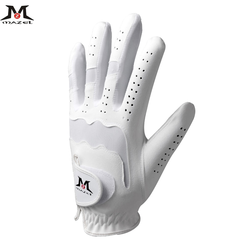 MAZEL Golf Gloves Left Hand Soft Fiber Breathable Microfiber Cloth Soft Breathable Abrasion Gloves Color Black