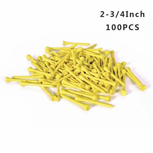 100Pcs Golf Tees Bamboo 83mm 70mm Unbreakable Tee Golf Training Swing Practice Accessories Less Friction Stronger 4 Size Bulk