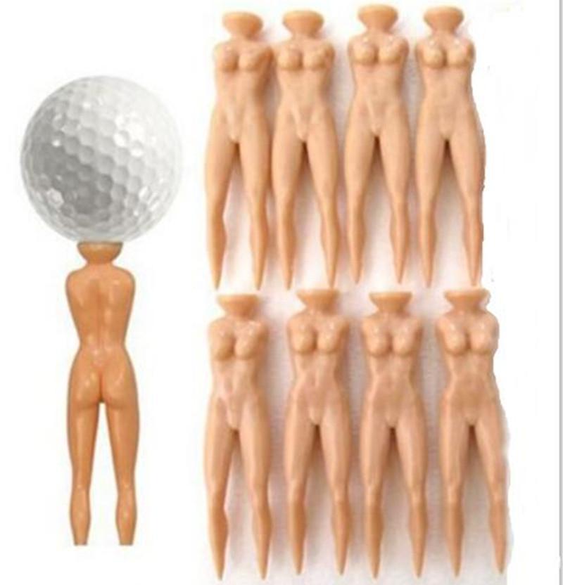 Novelty Joke Nude Lady Golf Tee Plastic Practice Training Golfer Tees - 8Pcs/Bag