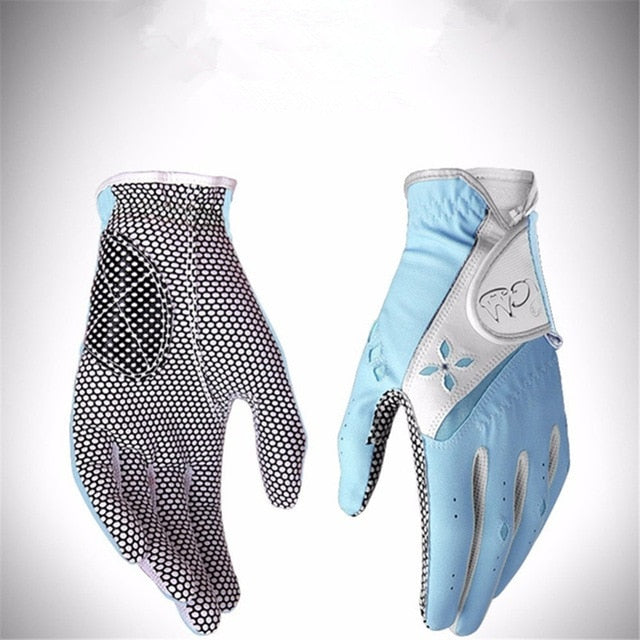 1 pair Women PU Golf Gloves Non-Slip Soft Gloves Sunscreen Breathable Ladies Golf Gloves