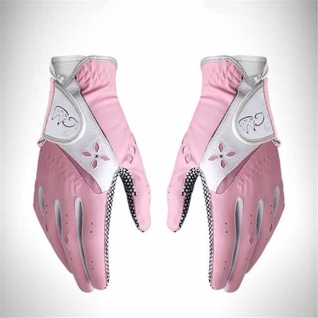 1 pair Women PU Golf Gloves Non-Slip Soft Gloves Sunscreen Breathable Ladies Golf Gloves