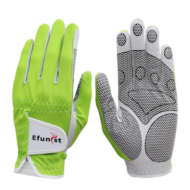 Efunist Golf Glove Men Left Hand Breathable Green 3D Performance Mesh Non-slip Micro Fiber Golf Gloves