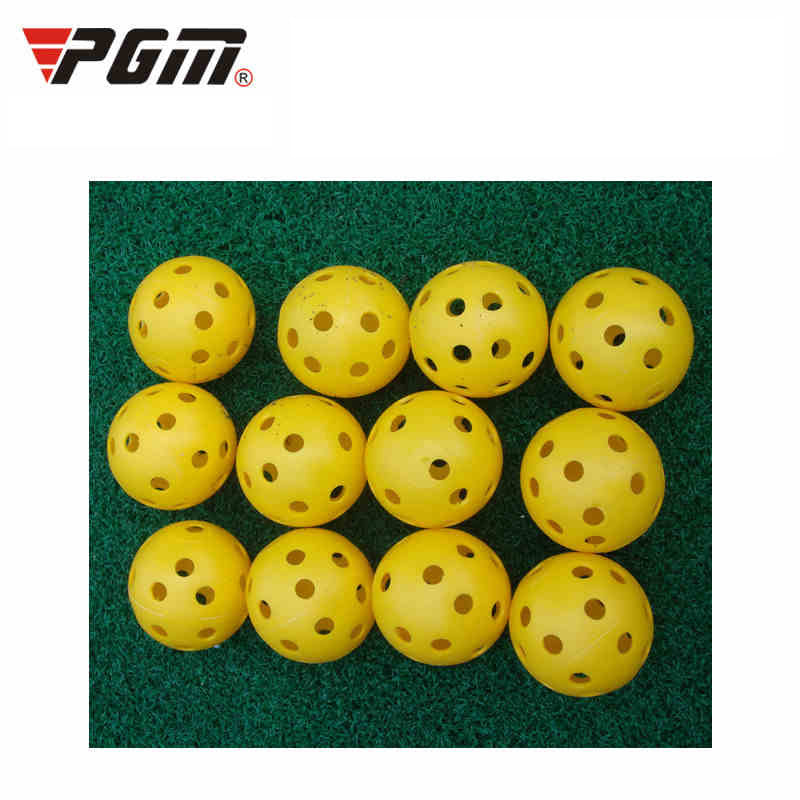 Pgm 2pcs Yellow Golf Practice Balls Lightweight Plastic Airflow Hollow holes Golf Ball Training Tennis/Golfer Supplier D0715