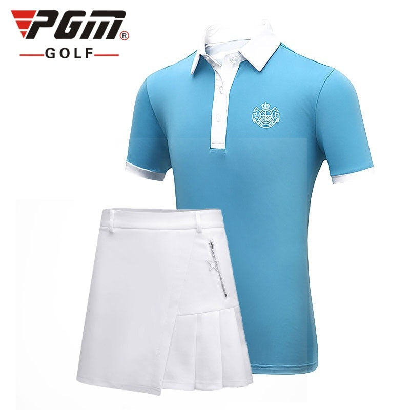 Girls Outdoor Golf Clothing Set Child Anti-Sweat Summer Suit Girl Quick Dry Slim Sports Wear Skirts Set For Golf AA60485