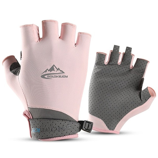 Half Finger Golf Gloves Absorbent Cooling Ice Cycling Gloves UV Protective Golf Cycling Fishing Fitness Gloves for Men Women