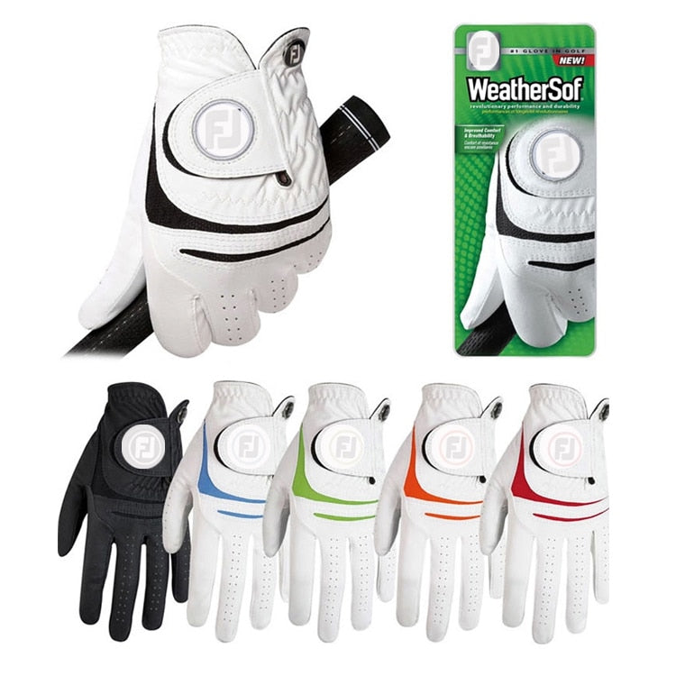 FJ Men Sheepskin+microfiber soft breathable Golf Gloves male Left /right Hand Elastic anti-skidding wearable golf gloves