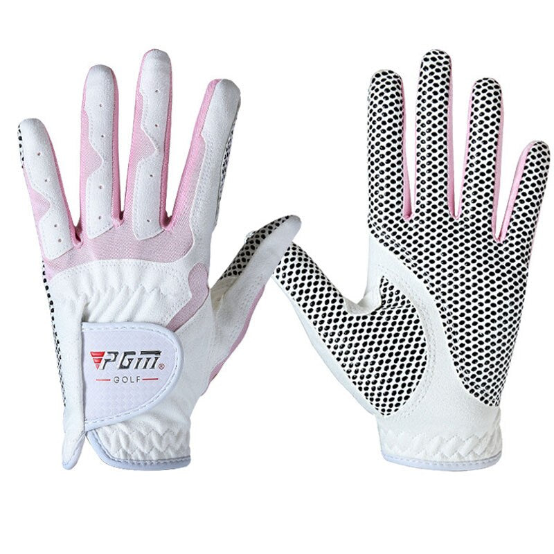 Women Outdoor Breathable Golf Glove Woman Soft Anti-Skid Particles Gloves Microfiber Cloth Elastic Glove 1Pair 4 Colors D0015