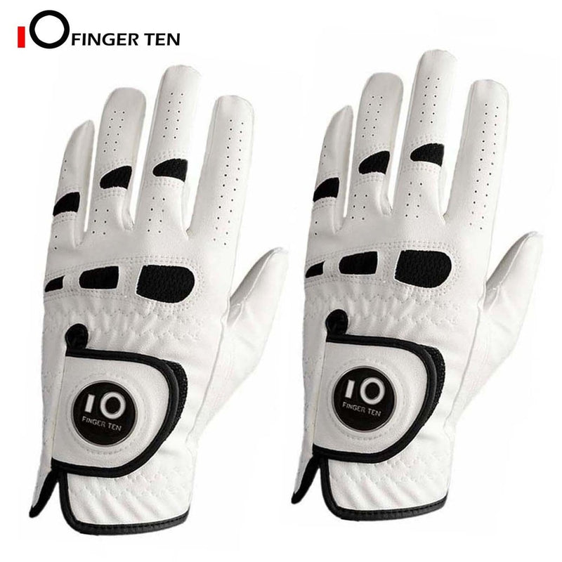 2 Pack Premium PU Leather Men's Golf Gloves with Ball Marker Left Right Hand All Weather Grip Breathable