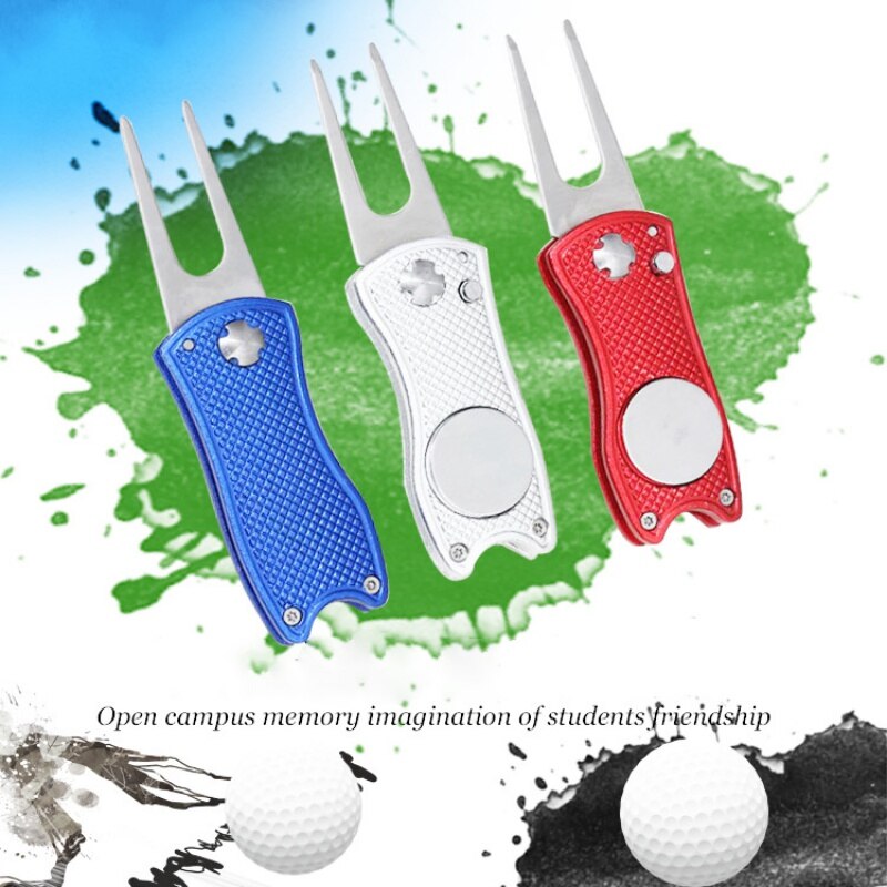 Foldable Stainless Steel Golf Divot Tool with Golf Ball Tool Marker Pitch Groove Golf Pitchfork Golf Accessories