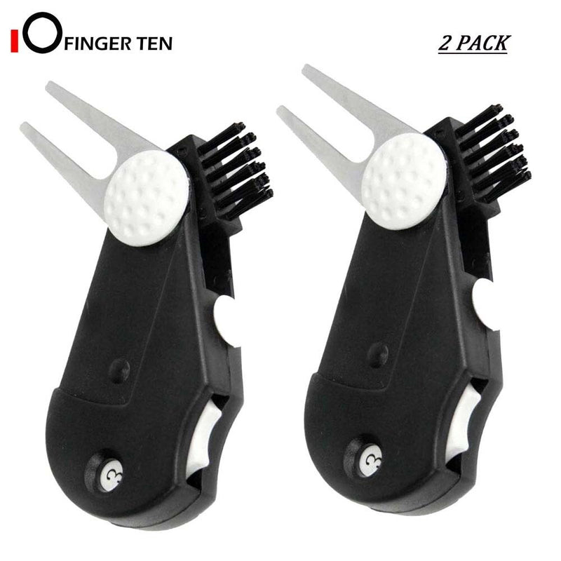 2 Pcs Foldable Golf Divot Tools Brush Cleaner Score Counter 4 in 1 Pocket Multitool