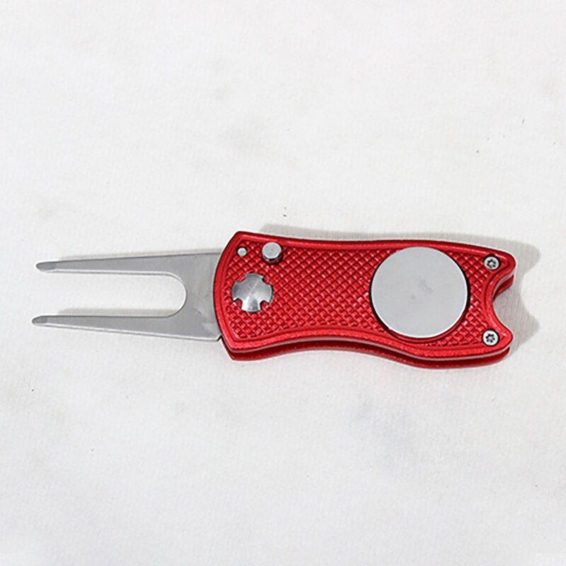 Stainless Steel Golf Divot Repair Switchblade Tool Pitch Groove Cleaner Magnetic Golf Pitchfork Putting Green Fork Training N