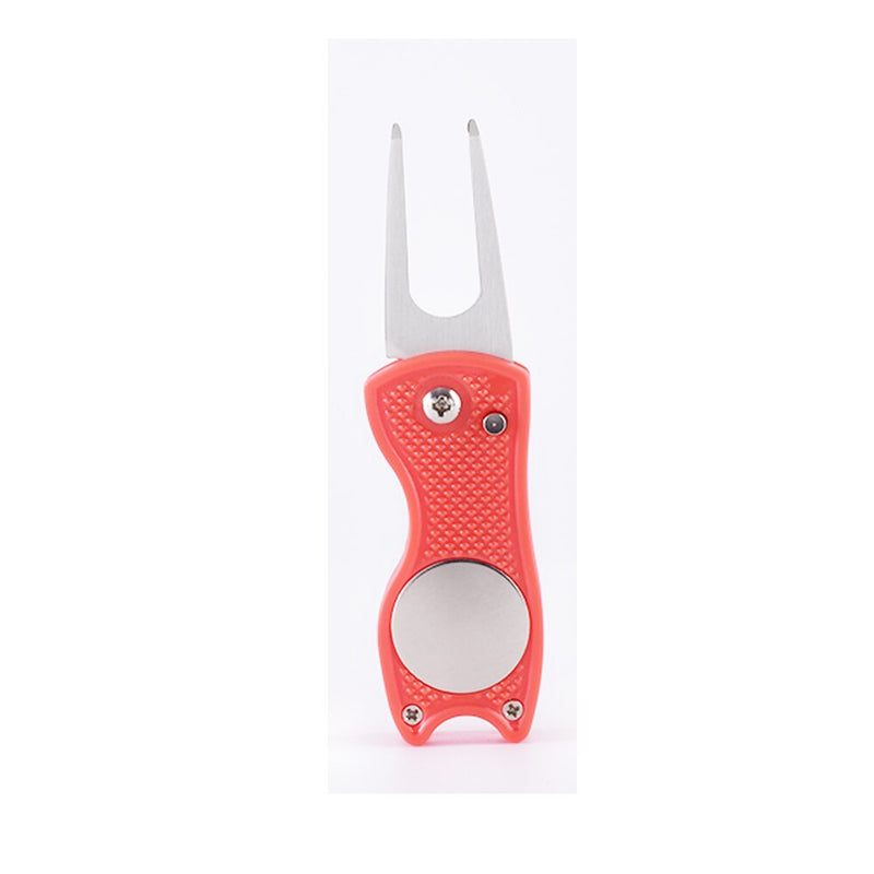 Novelty Foldable Golf  Divot Repair Tool Pitch Cleaner with Spring Button Magnetic Portable for Outdoor Training Golf Accessory