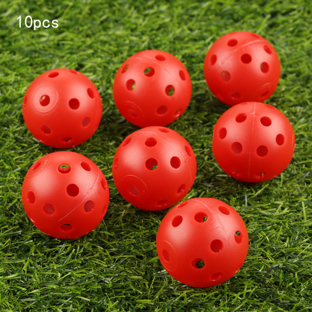 gohantee 10Pcs 41mm Golf Training Balls Plastic Airflow Hollow with Hole Golf Balls Outdoor Golf Practice Balls Golf Accessories