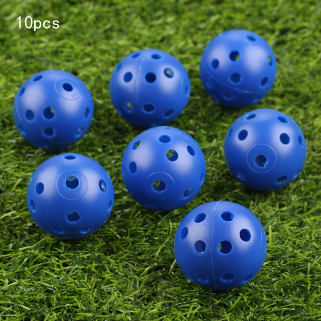 gohantee 10Pcs 41mm Golf Training Balls Plastic Airflow Hollow with Hole Golf Balls Outdoor Golf Practice Balls Golf Accessories