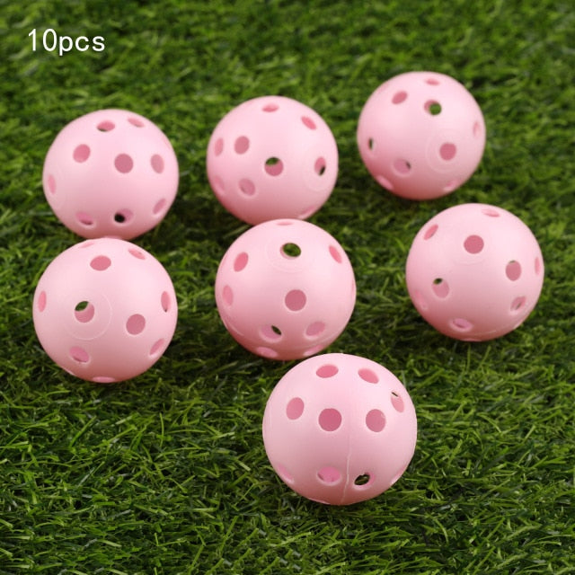 gohantee 10Pcs 41mm Golf Training Balls Plastic Airflow Hollow with Hole Golf Balls Outdoor Golf Practice Balls Golf Accessories