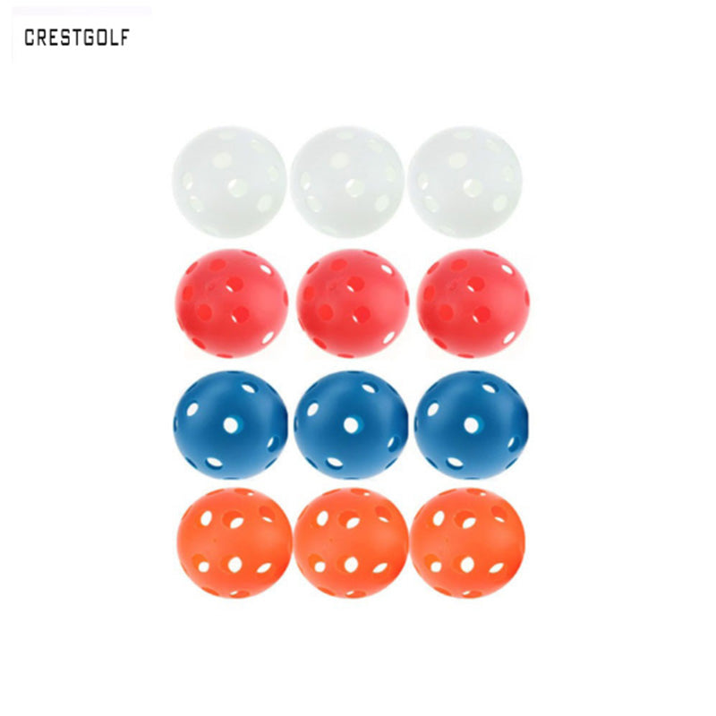 12pcsX72mm Plastic Golf Ball Pickleball Airflow Ball Floorball Hollow Indoor Practice Ball Fun-air Scoop Ball Golf Accessories