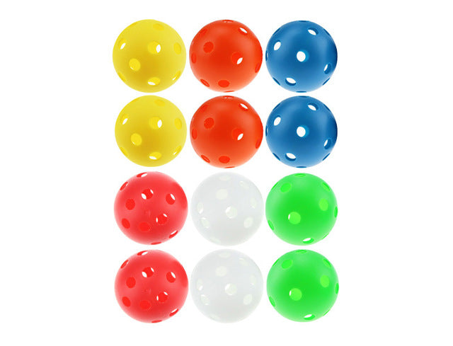 12pcsX72mm Plastic Golf Ball Pickleball Airflow Ball Floorball Hollow Indoor Practice Ball Fun-air Scoop Ball Golf Accessories