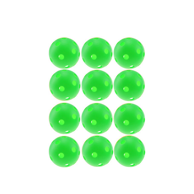 12pcsX72mm Plastic Golf Ball Pickleball Airflow Ball Floorball Hollow Indoor Practice Ball Fun-air Scoop Ball Golf Accessories