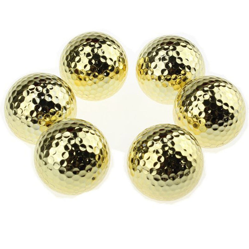 CRESTGOLF 6PCS Two Layer Golden Golf Balls Golf Practice Balls Training Two Pieces Balls As Gift