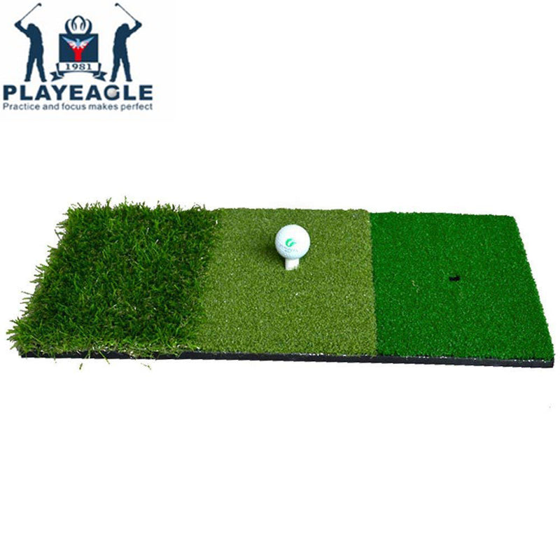 FUNGREEN 12''x24''Golf Hitting Mat Indoor Outdoor Tri-Turf Golf Mat with Tees Hole Practice Golf Mat Protable Golf Training Aids